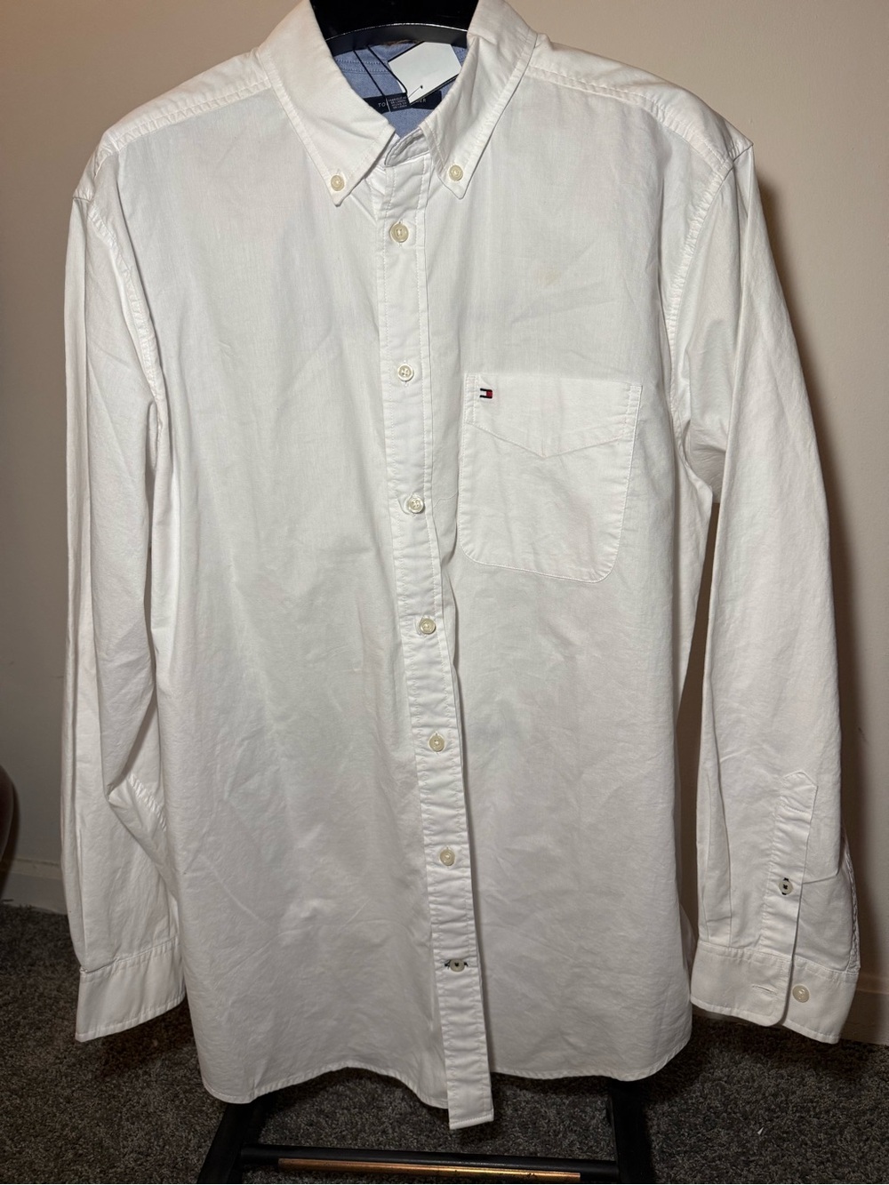 NWT Tommy Hilfiger Men’s Button Down Oxford Shirt White Long Sleeve Size XLT